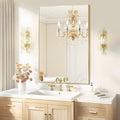 Gold Bathroom Mirror 26"x38", Rectangle Vanity Mirror by PUZONJIG