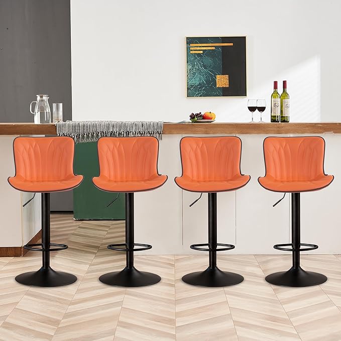 YOUNIKE Orange Bar Stools Set of 4 Modern Swivel Counter Height Bar Chair by YOUNIKE
