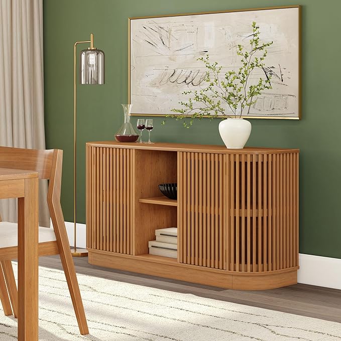 Plank+Beam Contour Wood TV Stand, Two Door Solid Wood Entertainment Console - Image 8