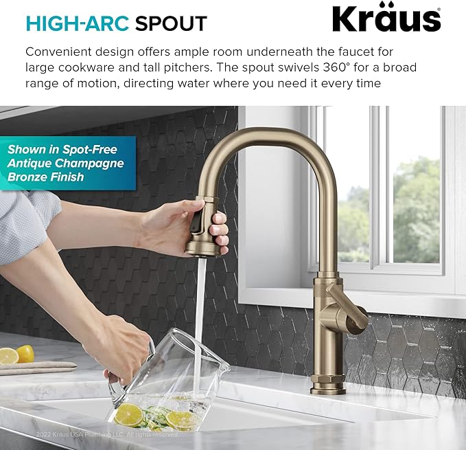 KRAUS Allyn Industrial Pull-Down Single Handle Kitchen Faucet in Chrome - Image 8