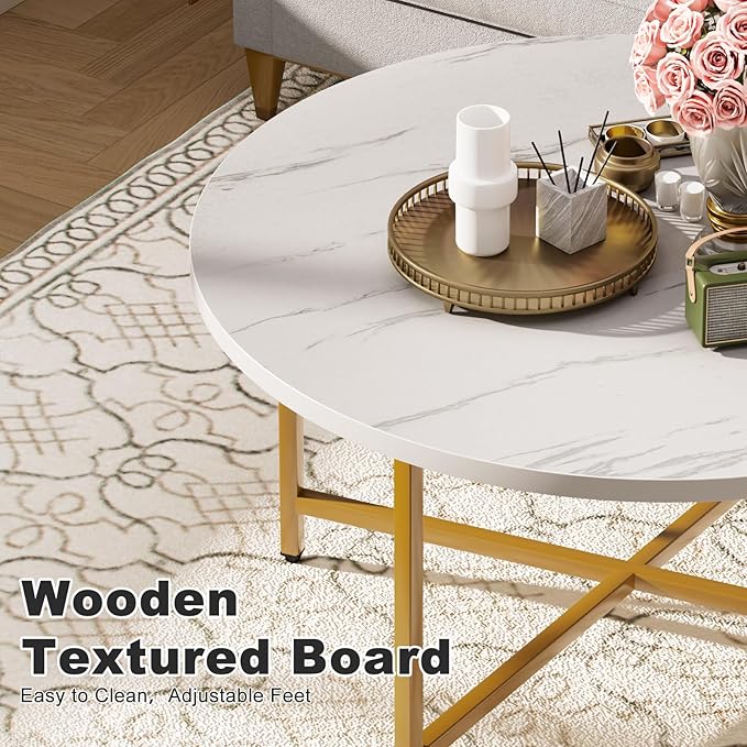 Round Coffee Table, 31.5" Circle Coffee Table, Coffee Tables Living Room - Image 5