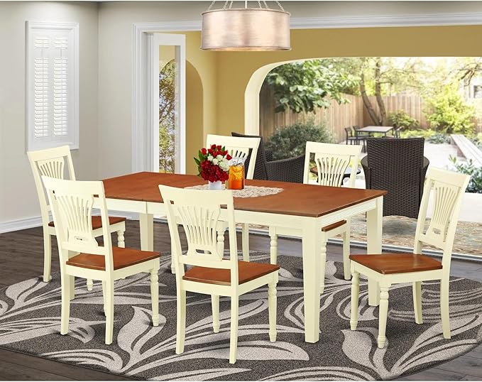 East West Furniture QUPL7-WHI-W 7 Piece Kitchen Table & Chairs Set Consist of a - Image 2