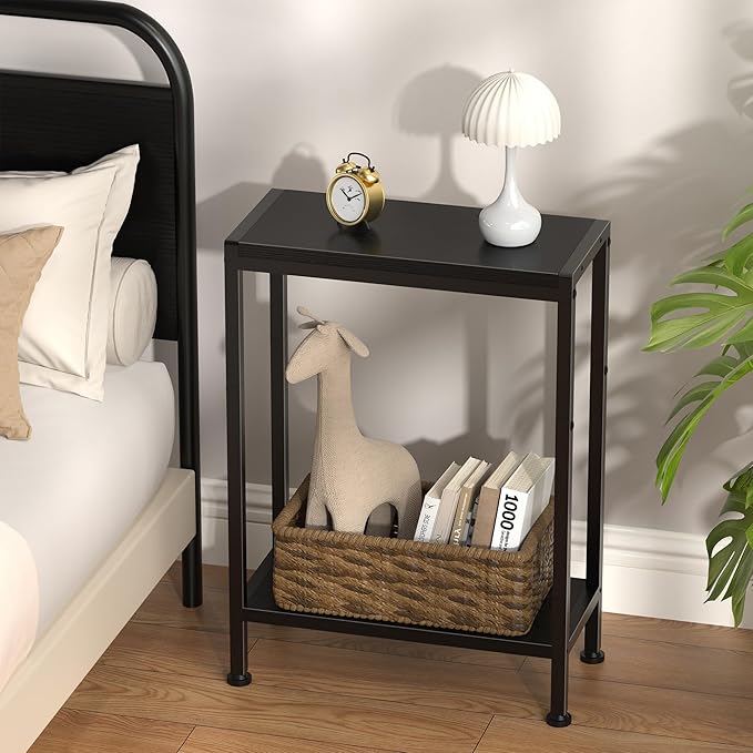 Narrow Side Table for Small Space Set of 2, 2-Tier Small End Table - Image 2