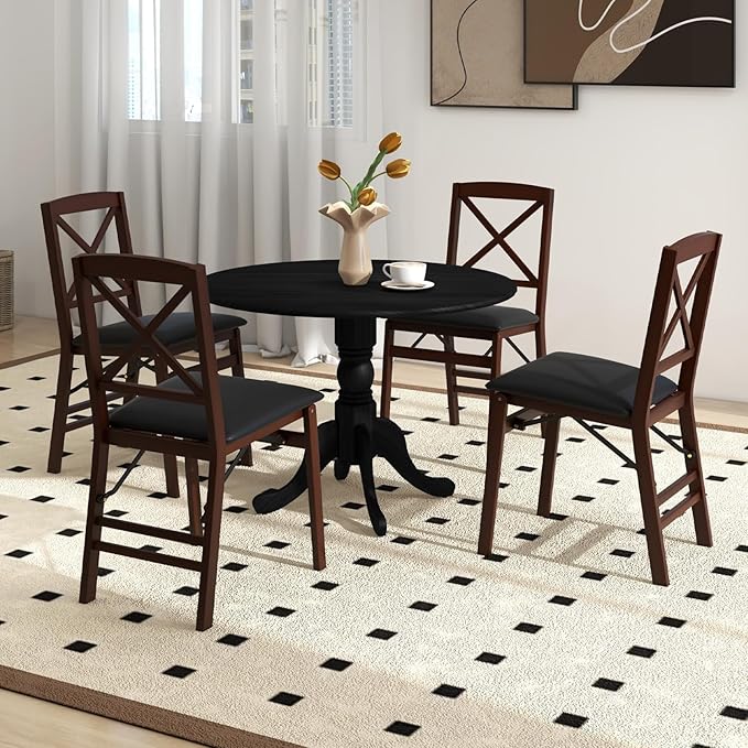 COSTWAY Round Dining Table for 4, 39 inch Kitchen Table - Image 2