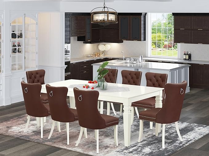 East West Furniture LGDA9-LWH-26 9 Piece Kitchen Table Set Consists of a - Image 2