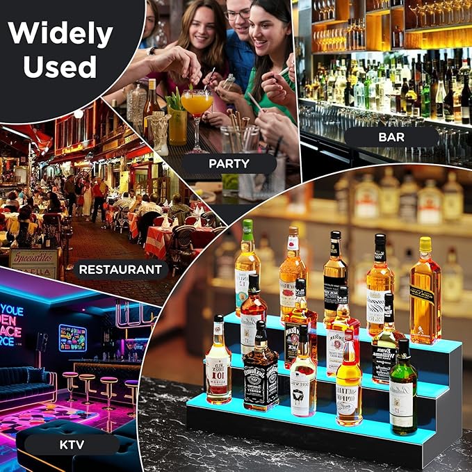 Dethan 3 Tier 20 Inch LED Lighted Liquor Bottle Display Shelf - Image 7