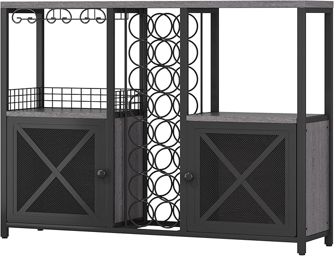 Homeiju Mini Bars for Home, Wooden Coffee Bar Cabinet, Modern Liquor Cabinet - Image 9