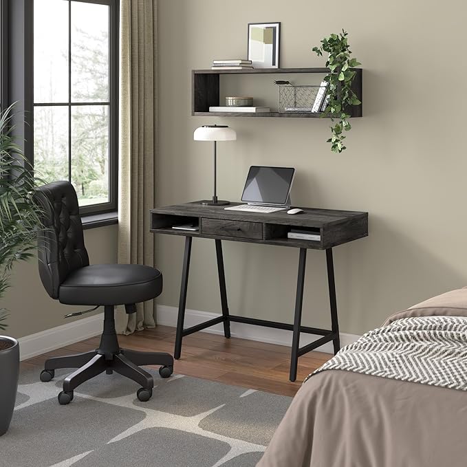 Bush Furniture Steele 40W Writing Desk in Dark Gray Hickory | Computer Table - Image 2