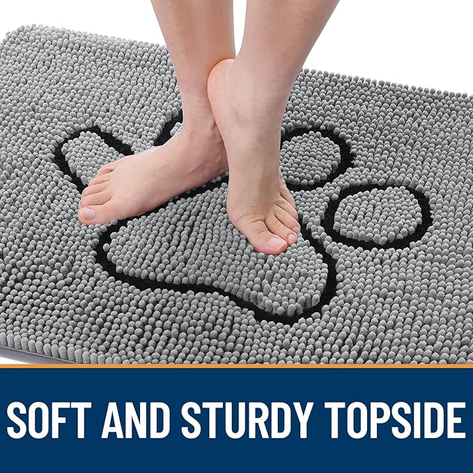 OLANLY Door Mat for Muddy Dog Paws 70x24, Ultra Absorbent Chenille Mud Doormat - Image 4