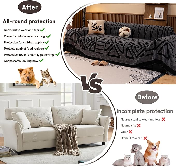 HANDONTIME Dark Grey Short Plush Couch Cover - Image 6