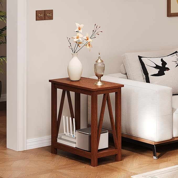 ChooChoo Farmhouse End Table Set of 2, Rustic Vintage Narrow End Side Table - Image 7