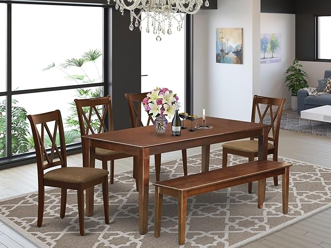 East West Furniture DUCL6-MAH-C 6 Piece Kitchen Table & Chairs Set Contains a - Image 2