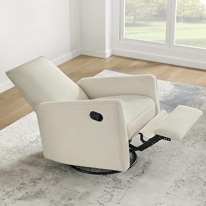 Upholstered Recliner Swivel Glider Nursery Chair Reclining Performance Fabric - Image 7