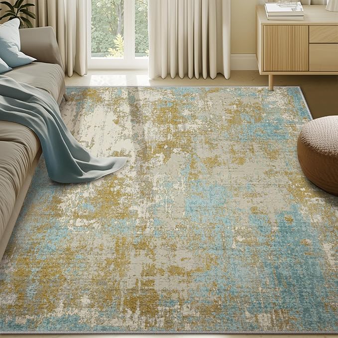 Washable Area Rugs 5'x7' Non-Slip Modern Abstract Soft by RELEANY