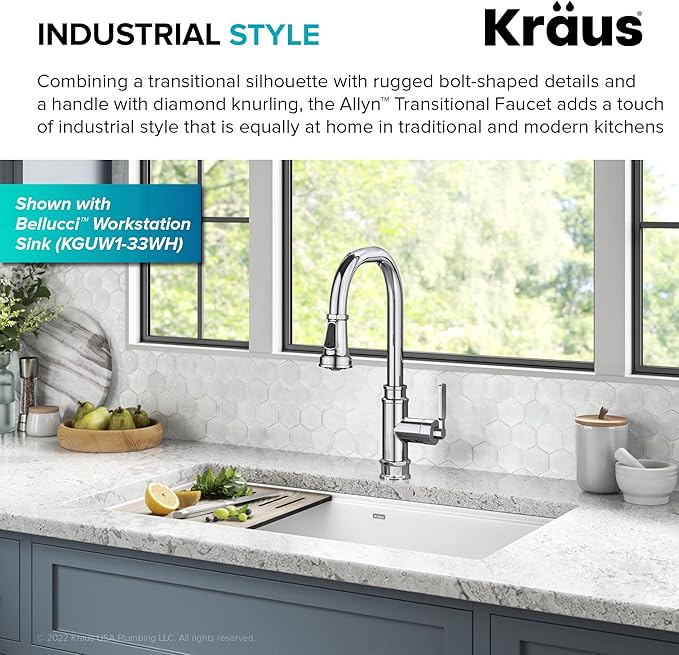 KRAUS Allyn Transitional Industrial Pull-Down Single Handle Kitchen Faucet in - Image 4