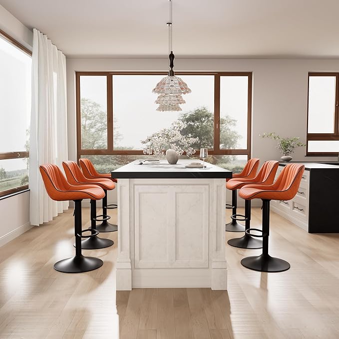 YOUNIKE Orange Bar Stools Set of 2 Kitchen Counter Height Barstools - Image 8