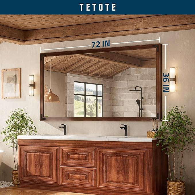 TETOTE 72 x 36 Walnut Wood Mirror - Image 7