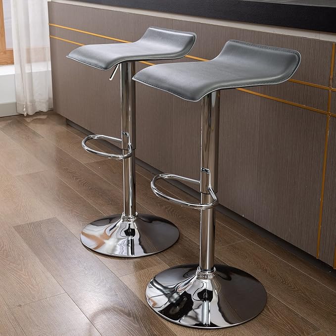 NOBPEINT Contemporary Chrome Air Lift Adjustable Swivel Bar Stool - Image 10