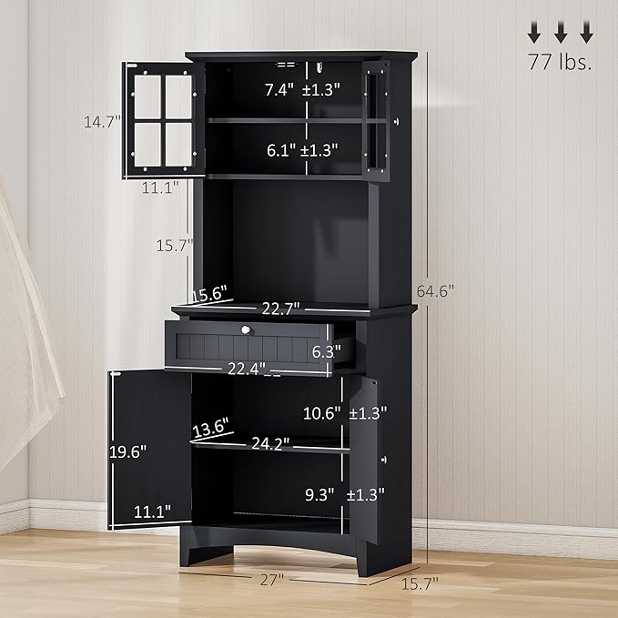 HOMCOM Elegant Buffet with Hutch, Kitchen Pantry Storage Cabinet with Framed - Image 3
