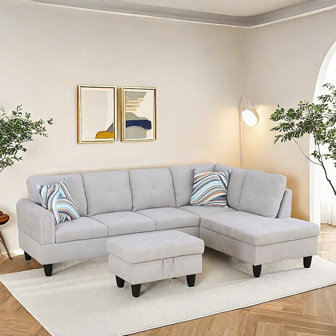 NAYSAYE Sectional Couch with Ottoman Storage, L Shaped Couch Sofa Furniture Sets by NAYSAYE