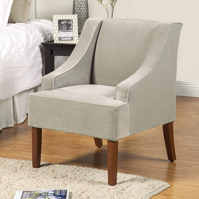HomePop Swoop Arm Accent Chair, Velvet Grey - Image 11
