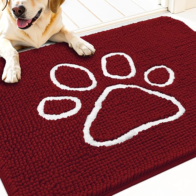 OLANLY Door Mat for Muddy Dog Paws 30x20, Ultra Absorbent Chenille Mud Doormat by OLANLY