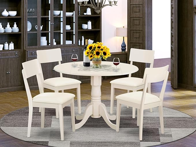 East West Furniture DLAD5-LWH-LC 5 Piece Modern Dining Table Set Includes a - Image 2