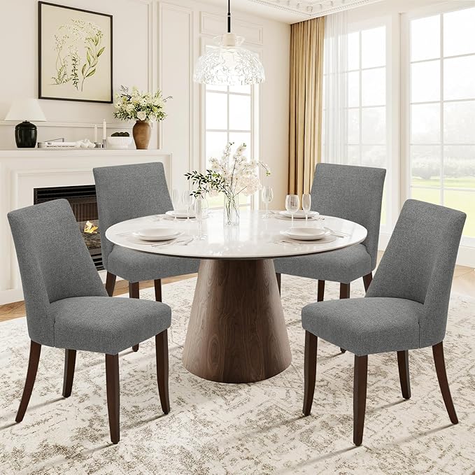 COLAMY Upholstered Dining Chairs Set of 4, Mid Century Modern Kitchen Chairs by COLAMYINC