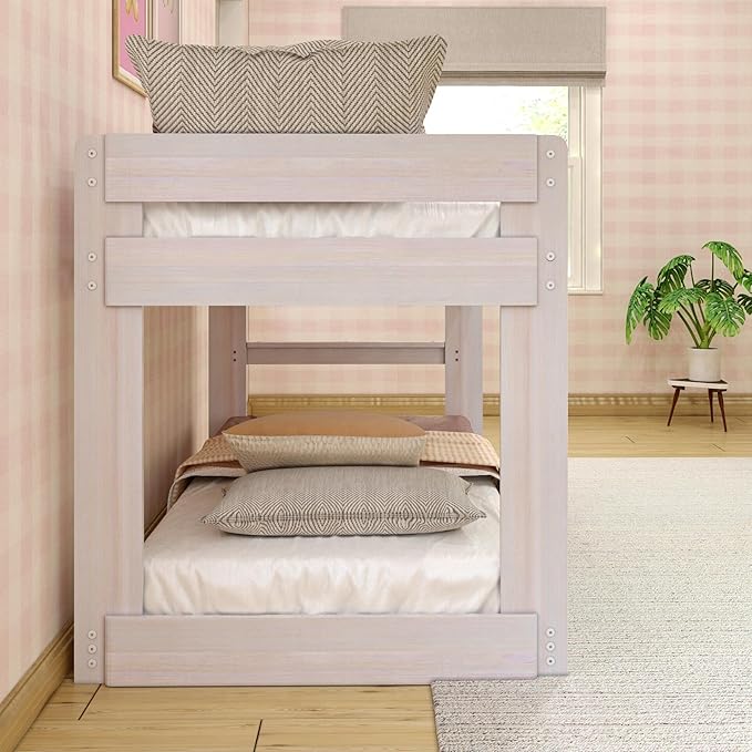 Max & Lily Modern Farmhouse Low Bunk Bed, Twin-Over-Twin Bed Frame - Image 7