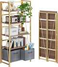 4NM No Assembly Folding Bookshelf, 5-Shelf 62.2" H Collapsible Foldable by 4NM