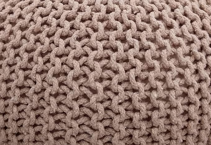 FRELISH DECOR Round Pouf Ottoman Hand Knitted 100% Cotton Pouf Foot Stool - Image 6