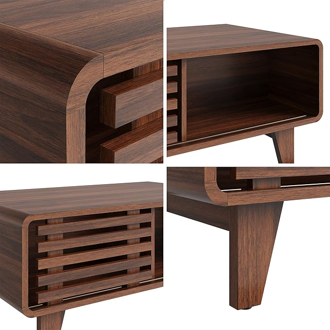 Luoxiao TV Stand for 60 Inch TV, Mid Century Modern Entertainment Center - Image 4