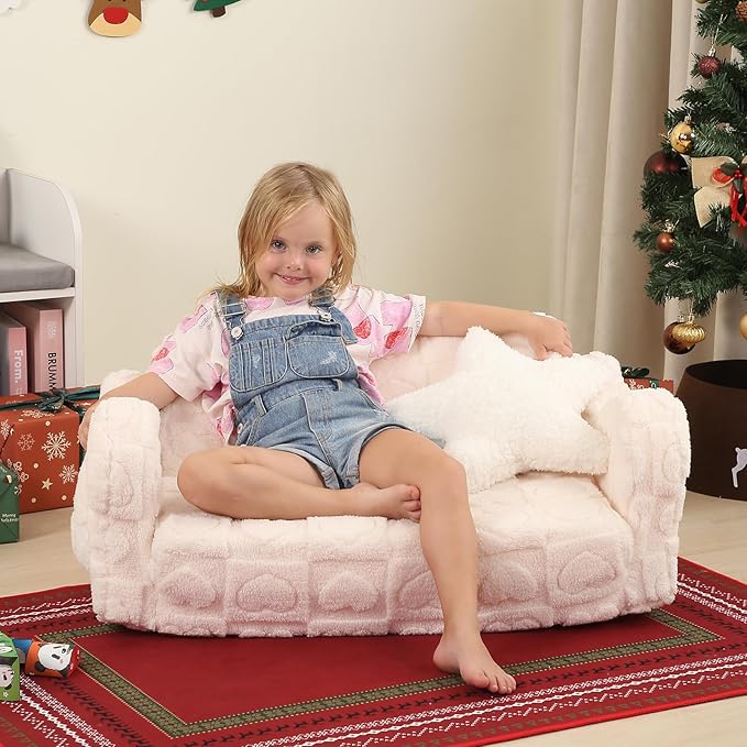 Extra Wider Seating Toddler Couch, 2-in-1 Toddler Soft Couch Fold Out - Image 9