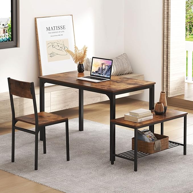 soges 4 Person Dining Table Set, 43.3inch Kitchen Table Set - Image 7