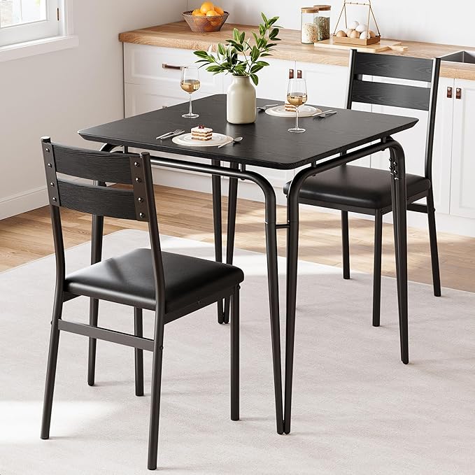 Dining Table for 2, Small Table and Chairs Set of 2, Square Dinette Set for 2 by GarveeHome