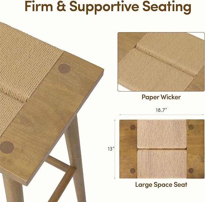 Thor Wicker Counter Height Wooden Counter Stool - Image 4