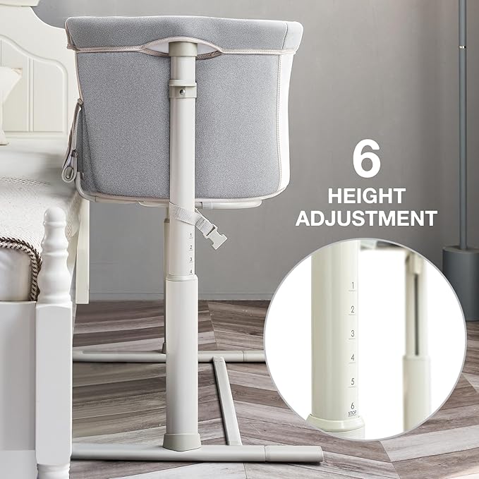 RONBEI Baby Bassinet Bedside Sleeper, Height Adjustable Bedside Bassinet - Image 6