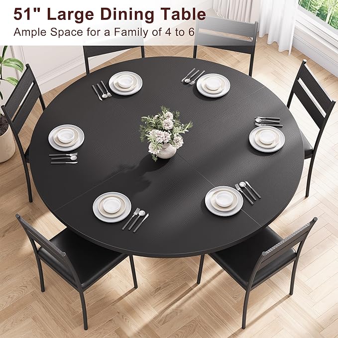 51‘’ Round Dining Table Set for 4, Kitchen Table and Chairs for 4, Circle Table - Image 5
