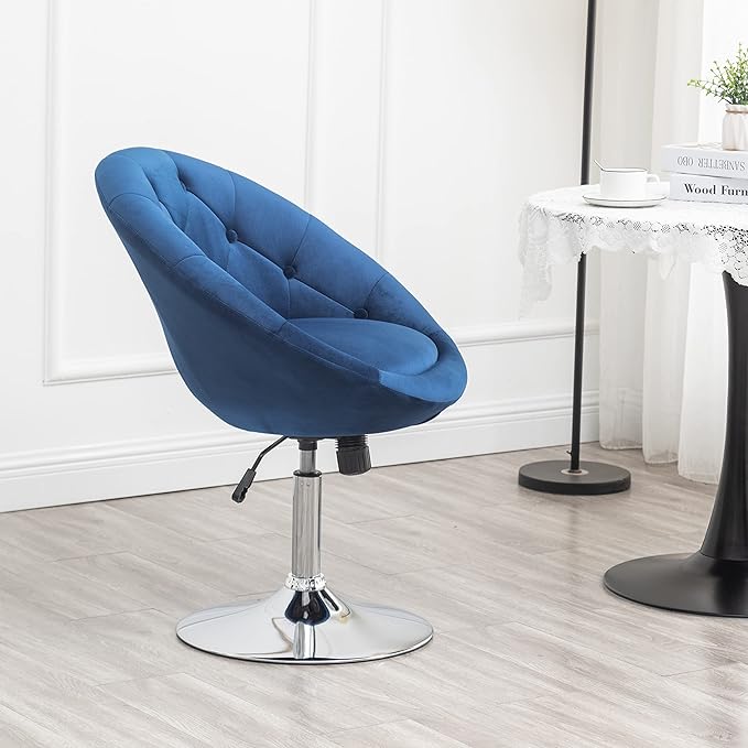 Roundhill Furniture Noas Velvet Upholstered Tufted Back Swivel Accent Chair - Image 4