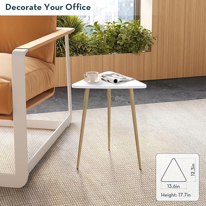 SAYGOER White Side Table Small Triangle End Tables Modern Narrow Sofa Table - Image 5