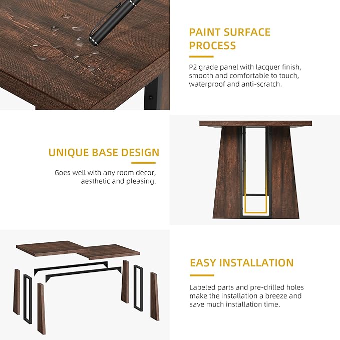 DWVO Rectangle Dining Table for 6-8 People 70.86 Inch Large Dining Room Table - Image 4