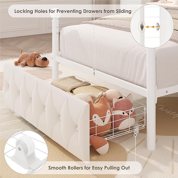 Keyluv Twin Upholstered Canopy Bed Frame - Image 6