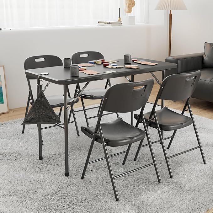 VECELO 4 Pack Folding Chairs, Indoor/Outdoor Use Plastic Seat - Image 2