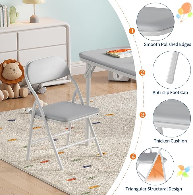 IDEALHOUSE 7 Piece Folding Kids Table and Chairs Set, Children Activity Table - Image 5
