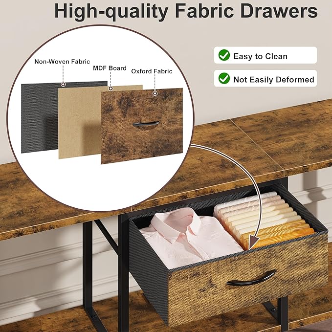 LED TV Stand with Power Outlet and Fabric Drawer - Image 5