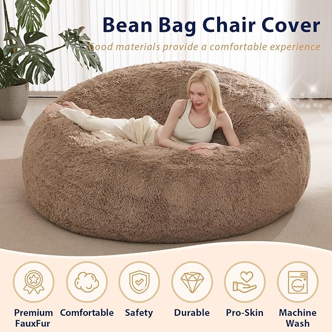 Stuffed Animal Storage Bean Bag Chair Cover Washable Ultra Soft Bean Bag Cover - Image 5