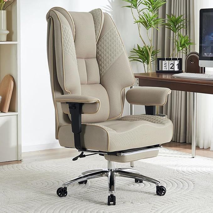 Big and Tall Office Chair 400lbs Wide Seat, Leather High Back Executive Office by EXCEBETOFFICECHAIR