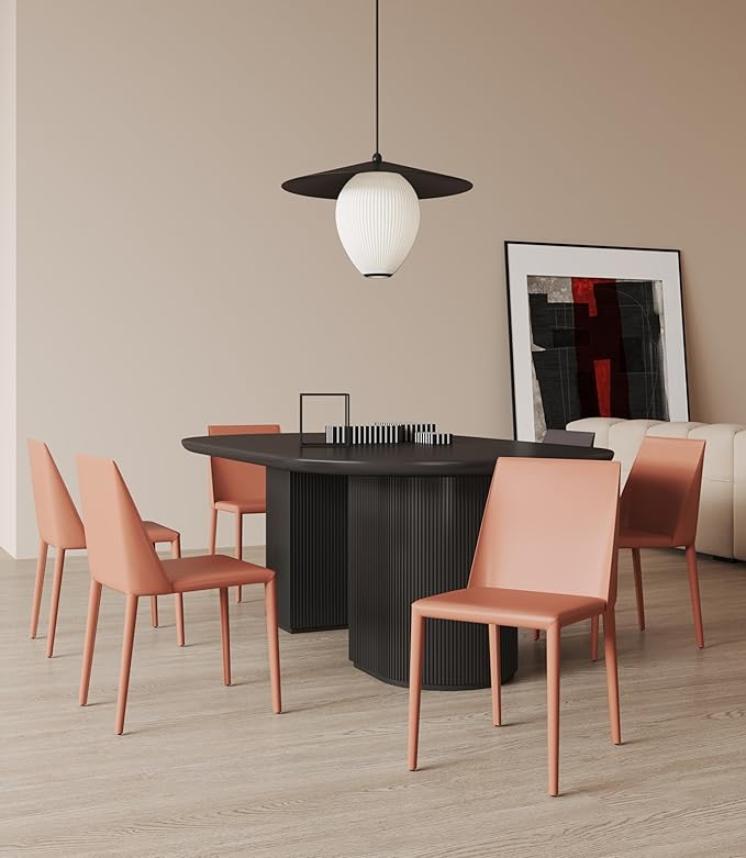 Manhattan Comfort Paris Modern Saddle Leather Dining Chairs, Metal Frame - Image 2