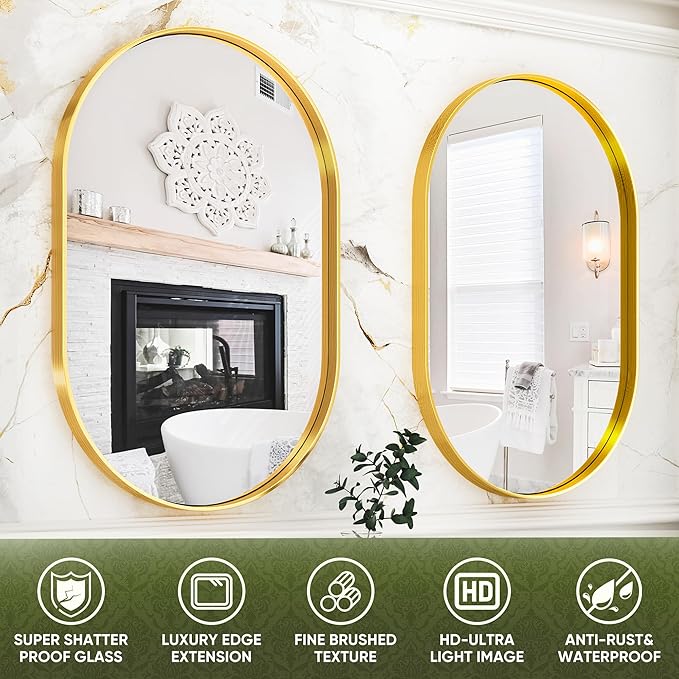 Suidia 22" x 30" Bathroom Mirror, Bathroom Vanity Mirror Metal Framed, - Image 4