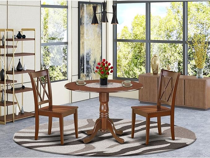 East West Furniture DLCL3-MAH-W 3 Piece Dining Table Set - Image 7